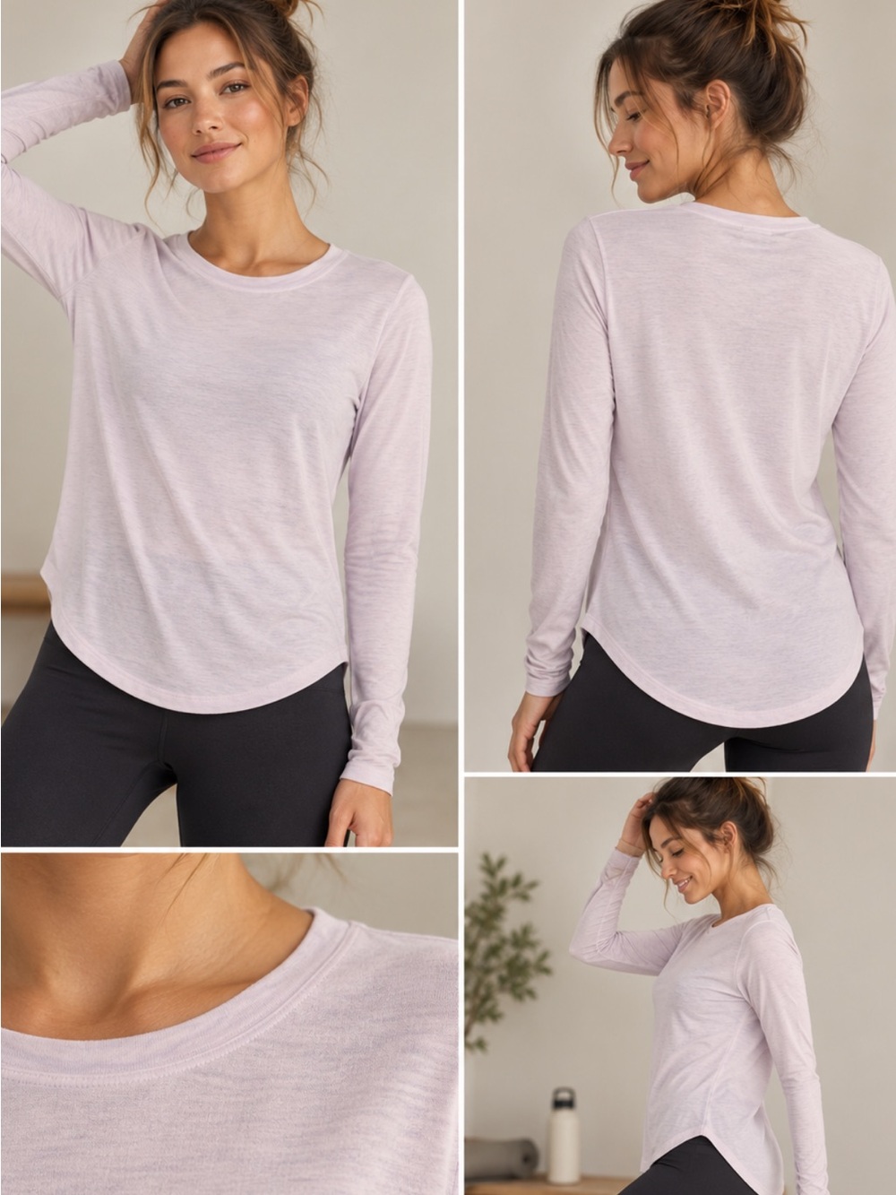 Athleta Light Lavender Long-Sleeve Crew Tee